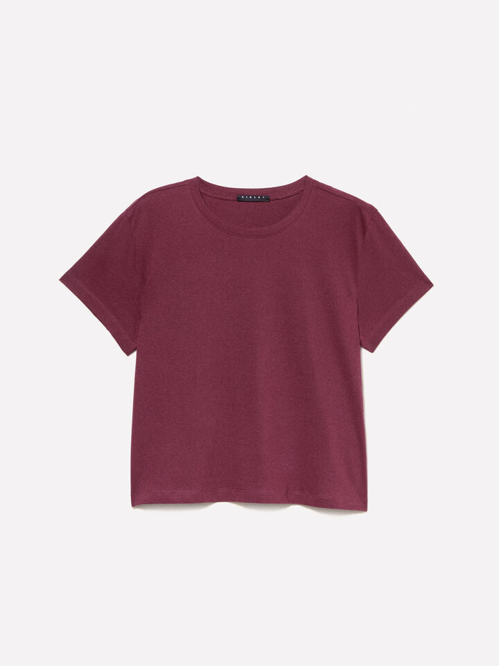 Burgundy boxy fit t-shirt - women's short sleeve t-shirts - Burgundy | Sisley image number 5